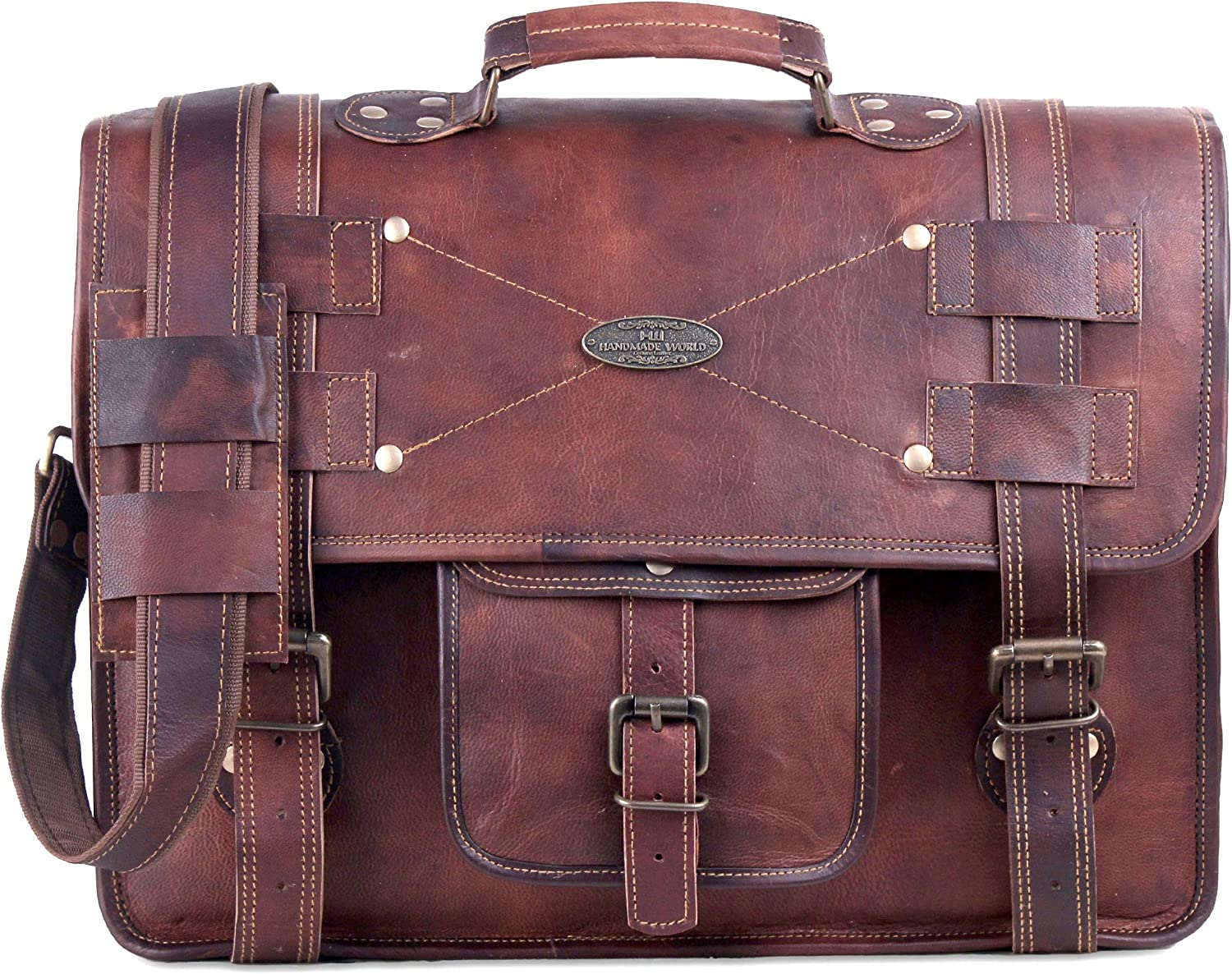 Handmade World Leather Messenger Bags For Men Women Briefcase Laptop Computer Satchel Distressed Bag (11" X 15") - Image 8